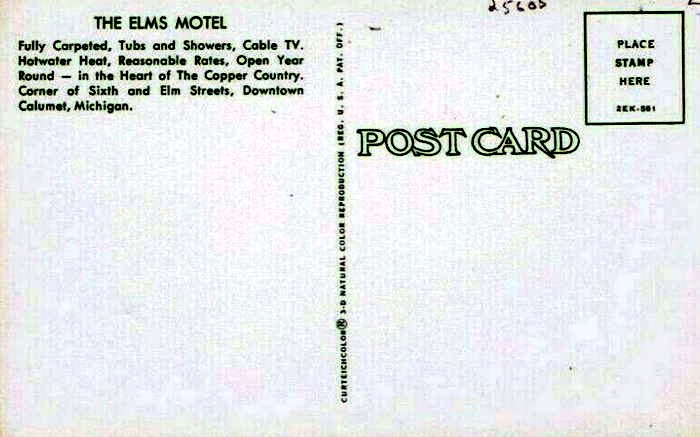 Elms Motel - Old Postcard
